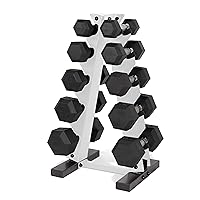 CAP Barbell 150 LB Coated Hex Dumbbell Weight Set with Vertical Rack | Multiple Colors