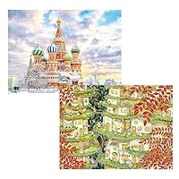 Two Plastic Jigsaw Puzzles Bundle - 1200 Piece - Saint Basil’s Cathedral, Russia and 1200 Piece - Smart - Sweet Home [H2327+H2370]