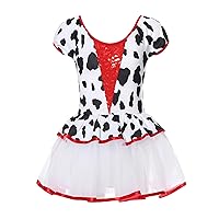YiZYiF Kids Girl's Dalmatian Costume Dress Puppy Dog Cosplay Halloween Fancy Dress up Tutu Dancewear