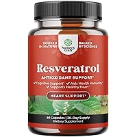 Youthful Trans Resveratrol Supplement - Natural Joint Support Supplement - Optimized Resveratrol Capsules with AMPK Activator Brain Booster Immune Support and Heart Health Supplement