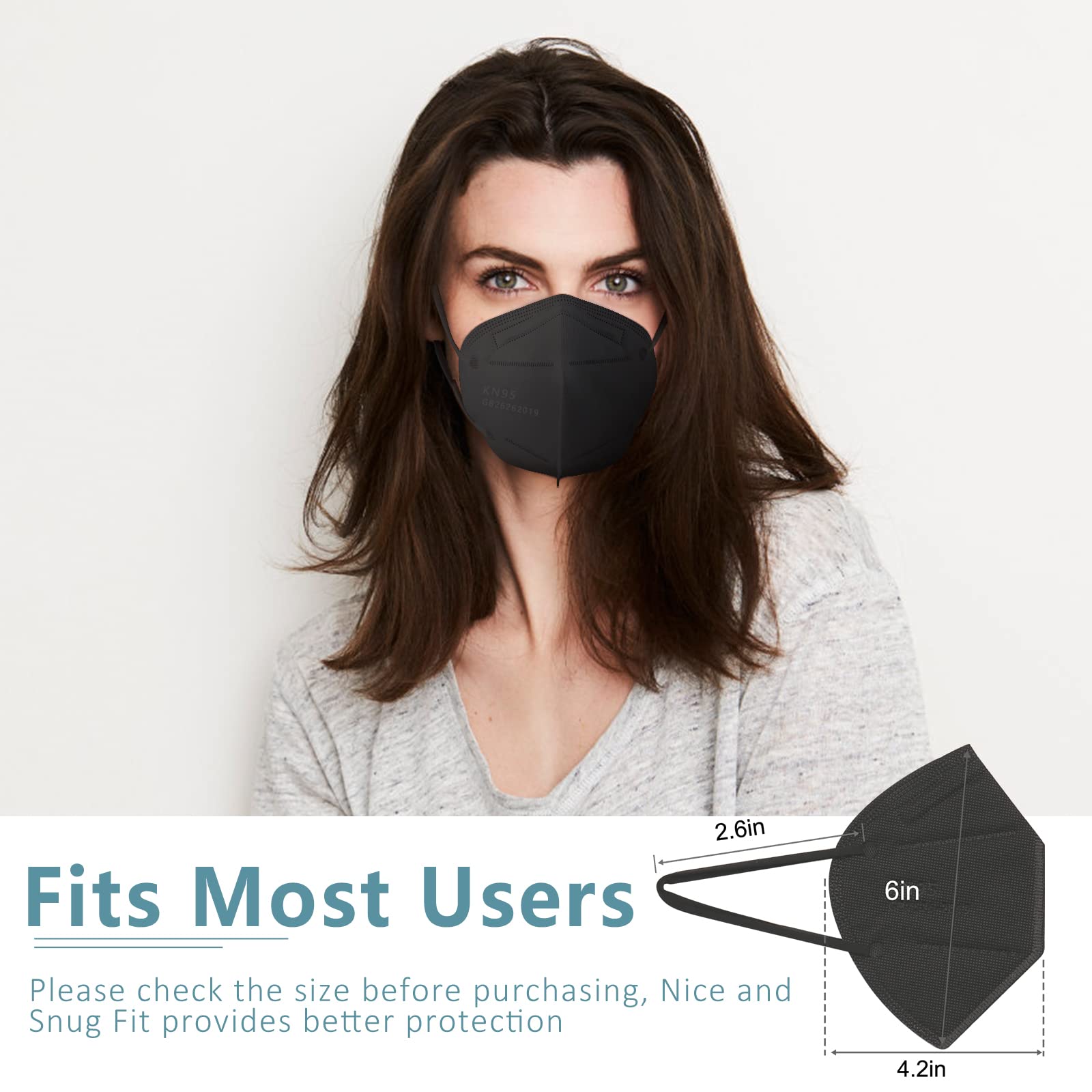 ChiSip KN95 Face Mask 20 Pcs, 5-Ply Cup Dust Safety Masks, Breathable Protection Masks Against PM2.5 for Men & Women, Black