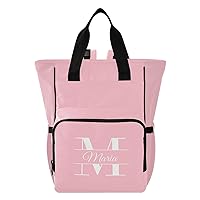 Pink Custom Large Diaper Bag Backpack Personalized Name Baby Bag for Boys Girls Toddler Multifunction Travel Back Pack for Mom Maternity Dad with Stroller Straps