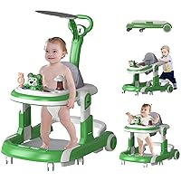 Baby Walkers, 5 and 1 Baby Walker with Wheels, Walker for Babies 4-Height Baby Walkers and Activity Center for Boys Girls, Baby Walkers for Babies 7-18 Months, Baby Walkers and Activity Center (Green)