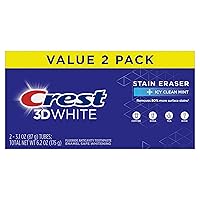 Crest 3D White Stain Eraser Teeth Whitening Toothpaste, ICY Clean Mint, 3.1 oz, Pack of 2