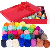 Crochet Kit Yarn 5g Mix 36Colors Wool Roving Kit Wool Fibre Set Wool Spinning Weaving Roving for Needle Felting Hand Spinning DIY Needlework