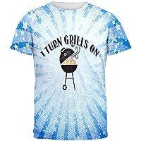 I Turn Grills On Blue All Over Mens T Shirt Multi SM
