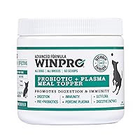 WINPRO Dog Probiotic Powder Meal Topper, Spray Dried Plasma with Prebiotics and Probiotics for Digestive Support and Gut Health for Dogs, All Breeds, Ages, and Sizes, 60 Scoops, Made in USA