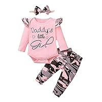 Skirt Set for Girls Romper Infant Set Pants Baby Valentine Bodysuit+Camouflage Print Print Girls Outfits&Set Athletic Shirt (Pink, 6-12 Months)