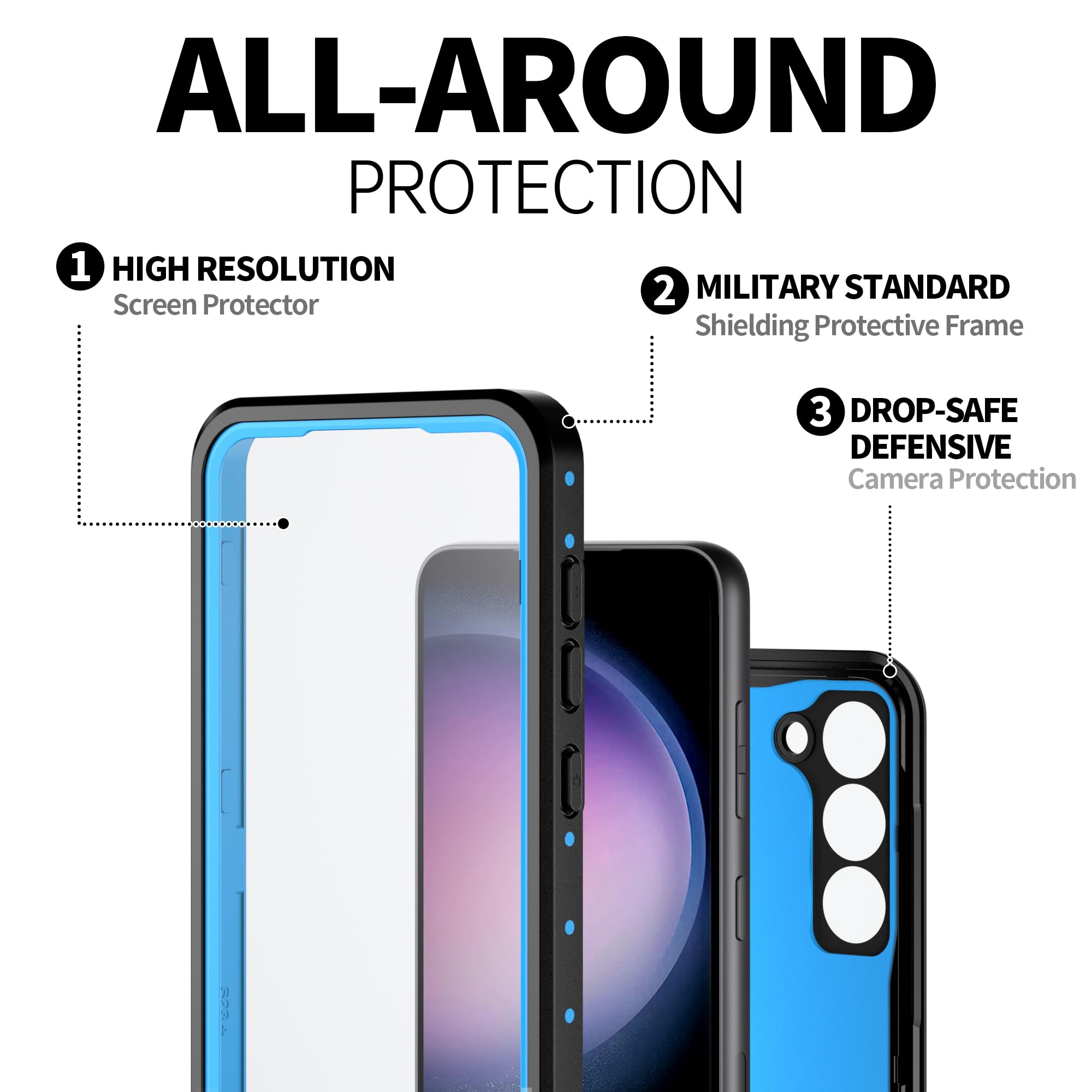 BEASTEK Waterproof Galaxy S23 Plus Case Shockproof Dustproof IP68 Underwater, NRE Series with Built-in Screen Protector Full Body Anti-Scratch Cover for Samsung Galaxy S23PLUS (6.6