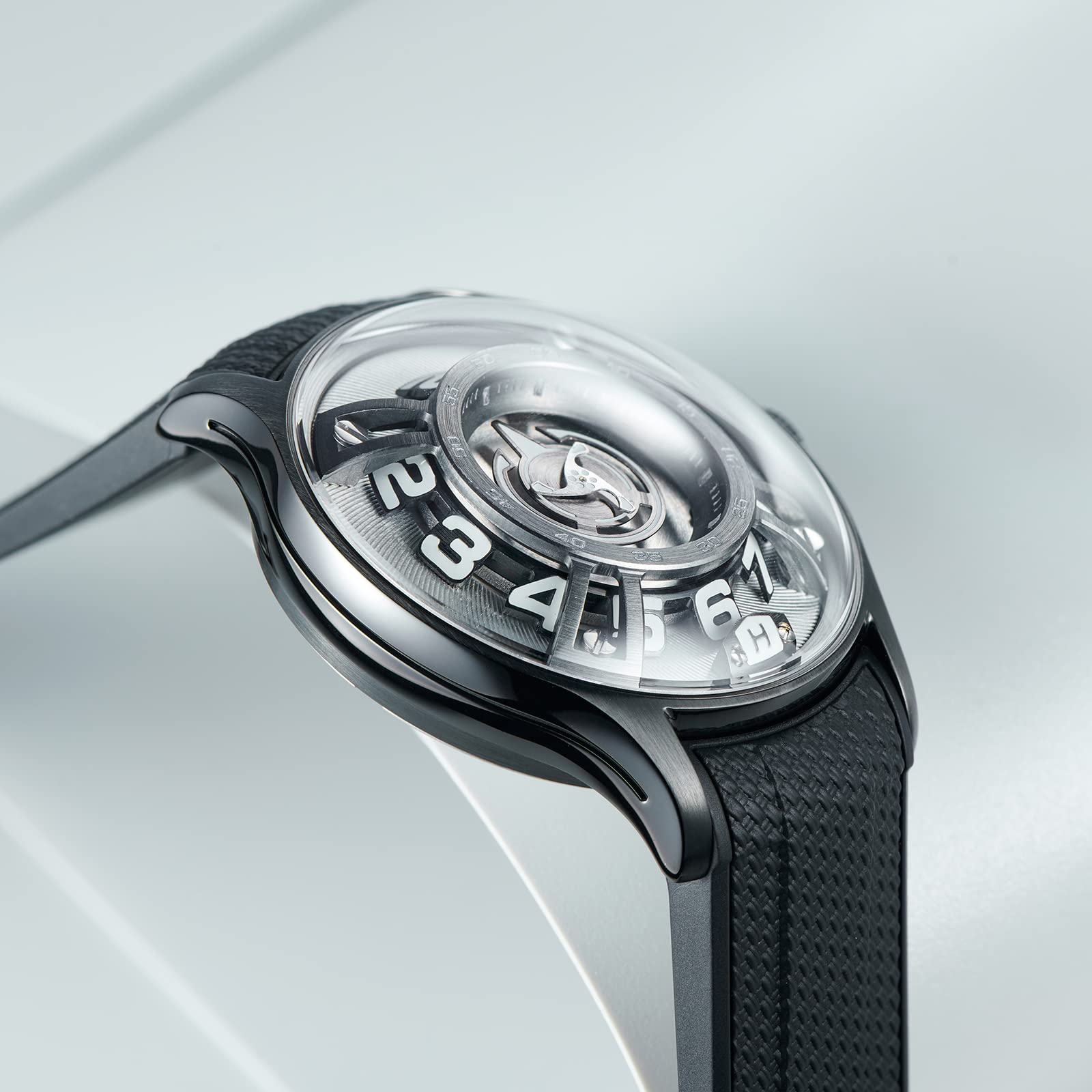 OBLVLO Marke Herren Easy Reader Selbstaufziehende Automatikuhr Luxus Edelstahl Gummi Wasserdicht Leuchtende Armbanduhren für Herren BLM..
