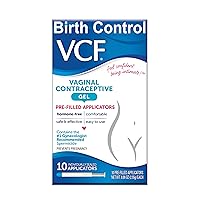 Vaginal Contraceptive Gel Prefilled Applicators with Spermicide, 1 Box of 10 Prevents Pregnancy, Nonoxynol-9 Kills Sperm on Contact, Hormone-Free, Easy to Use, VCF Works Instantly. 10 Total