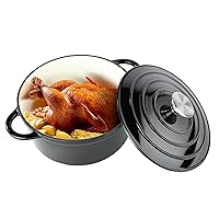 4.5 QT Enameled Dutch Oven Pot with Lid, Cast Iron Dutch Oven with Dual Handles for Bread Baking, Cooking, Non-stick Enamel Coated Cookware (Black)