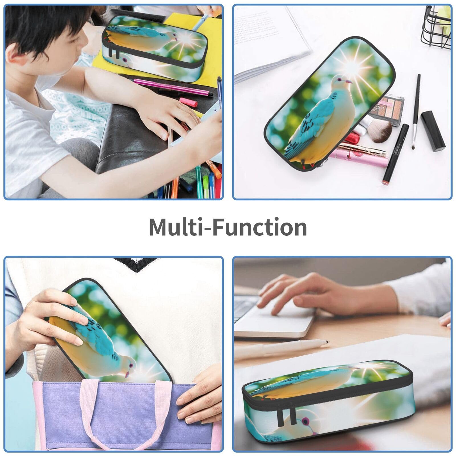 BUULOO Pigeon Pattern Pencil Case Large Capacity Pencil Pouch Handheld Pen Bag Cute Pen Box With Zipper