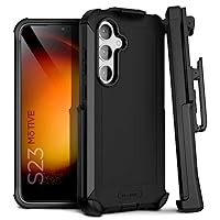 Designed for Samsung Galaxy S23 Case with Belt Clip, Military Grade Quad-Layer Rugged Phone Case - Black, Heavy Duty s23 Protective Case 6.1