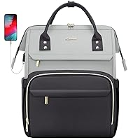 LOVEVOOK Laptop Backpack for Women, 17-inch Large Capacity Fashion Work Computer Backpacks, Travel Business Bags Purse, Teacher Doctor Nurse Backpack, Light Grey-Dark Grey