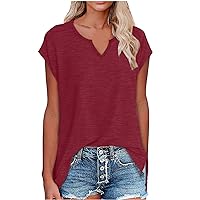 Womens Tank Tops Side Split Cap Sleeve T Shirt V Neck Dressy Casual Summer Top 2024 Fashion Basic Tees Clothes