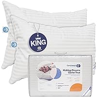 Continental Bedding Luxury Down Pillows King Size Set of 2 - Family Made in New York - Cool Breathable Bed Pillows for Sleeping, Back, Side, Stomach Sleepers – 700 FP, Medium