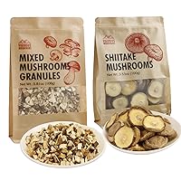 VIGOROUS MOUNTAINS Dried Assorted Mushrooms Granules 3.81oz and Thin Cap Xiangxin Shiitake 4.23oz for Cooking