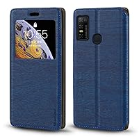 Doogee N30 Case, Wood Grain Leather Case with Card Holder and Window, Magnetic Flip Cover for Doogee N30