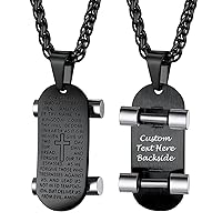 PROSTEEL Streetwear Skateboard Charm Stylish Necklace for Men Women, Black/Blue/Gold Plated 316L Stainless Steel, Customize Available, 22inch, Come Gift Box