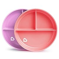 Munchkin® Stay Put™ Divided Suction Toddler Plates, Pink/Purple, 17403