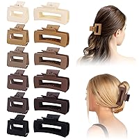 12 pcs Rectangle Hair Claw Clips for Thick Hair, 4.1 Inches Large Hair Clips and 2 Inches Small Square Hair Clips Set, Non-slip Hair Jaw Hair Accessories for Women