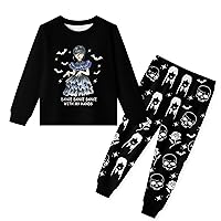Girls Casual Cozy Shirt and Pants Sets Black 2pcs Clothes Set for 5-12 Years Kids