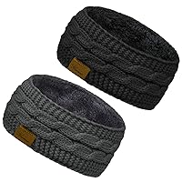 YSense 2-4 Pack Ear Warmer Headband Women Winter Cable Knit Headband Twist Fuzzy Fleece Lined Gifts