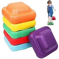 Stepping Stones 6PCS Kids Sensory Stepping Stones Multicoloured Non-slip Balance Stepping Stones Stackable Stones Balance Beam Game for Obstacle Course 10x5 In|Balance Boards