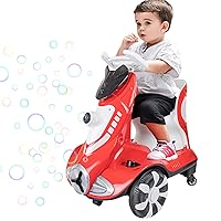 Kids' Electric Vehicles, 6V 4A Dual DriveRide On Car for Toddlers with Automatic Bubble Function, Electric Car for Kids with Music, LED Lights, Max Weight 50lbs,Electric Car for 3-6 Toddlers (Red)
