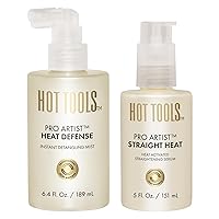 HOT TOOLS™ Pro Artist Heat Defense Instant Detangling Mist and Straight Heat, Heat Activated Straightening Serum | Protect and Straighten