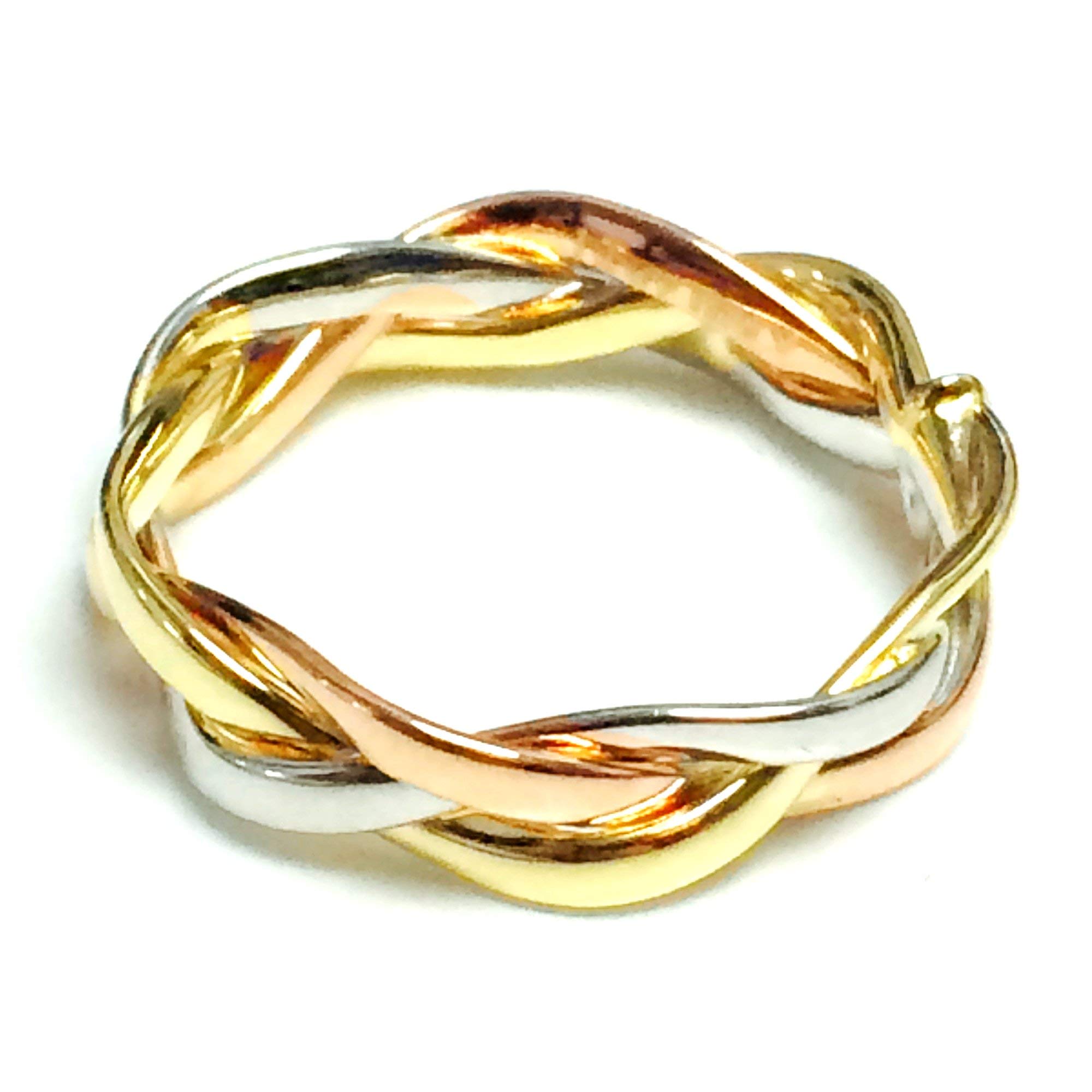 Jewelry Affairs 14K Tri-Color Gold Intertwined Braided Ring, 5mm