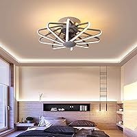 Bedroom Reversible Fan with Ceiling Lightt and Remote Control 6 Speeds Dimmable Led Ceiling Fan Light 160W with Timer Modern Living Room Fan Ceiling Light/Gray