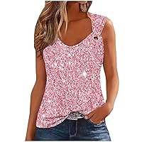 2024 Tank for Women Sleeveless V-Neak Camisoles Heart Printed Tees Loose Fit Casual Novelty Comfy T-Shirt