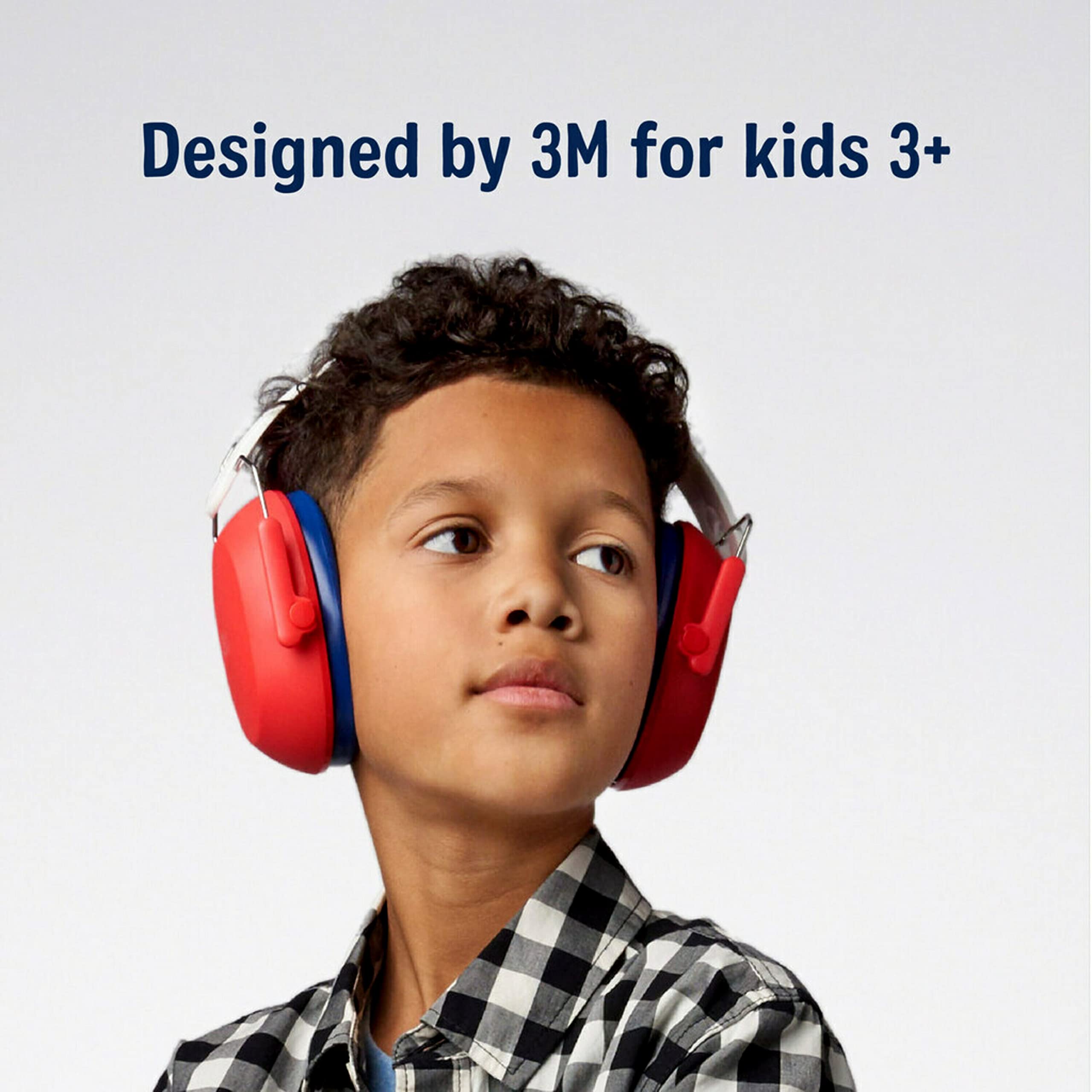 3M Kids Hearing Protection, Kids Ear Protection with Adjustable Headband, 22dB Noise Reduction Rating, Red