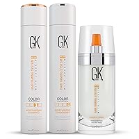 Global Keratin GK Hair Moisturizing Shampoo and Conditioner Set 300ml I Leave in Conditioner Spray (120ml/4 fl. oz)