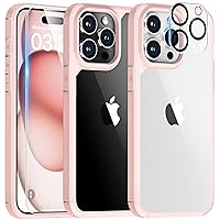 TAURI 5 in 1 for iPhone 15 Pro Max Case Pink, [Military-Grade Drop Protection] Slim Shockproof Phone Lanyard Case 6.7 inch