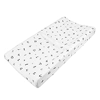TL Care Printed 100% Cotton Knit Fitted Contoured Changing Table Pad Cover - Compatible with Mika Micky Bassinet, Alphabet, for Boys and Girls