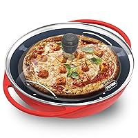 Hawkins Diecast 30 cm Nonstick Pizza Maker and Cake Baker with Glass Lid, Gas Oven, Pizza Oven Toaster Griller Tandoor Barbecue, Cake Baking Pan, Red (PIZZA)