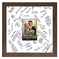 Americanflat 14x14 Walnut Wedding Signature Picture Frame Displays 5x7 Photo with Polished Glass