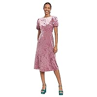 Donna Morgan Women's Short Puff Sleeve Fit and Flare Dress