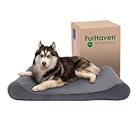 Furhaven Cooling Gel Dog Bed for Large Dogs w/ Removable Washable Cover, For Dogs Up to 75 lbs - Microvelvet Luxe Lounger Contour Mattress - Gray, Jumbo/XL