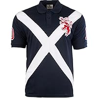 Men's Polo Shirt in Saltire Scotland with Rampant Lion Design in Navy Size 2X-Large