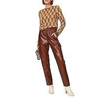 Rent the Runway Pre-Loved Feline Check Sweater, Brown, Medium