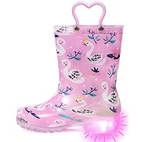 Outee Toddler Kids Adorable Lightwight Waterproof Rain Boots Light Up by Steps