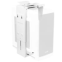 Adjustable Under Desk and Wall Mount for PC 3.5-7.8 inches Wide, Computer Case CPU Holder with Swivel and Secure Locking, White, MOUNT-PC01W