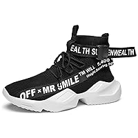 Mens High Top Fashion Sneakers Running Gym Sports Walkking Non Slip Shoes Breathable Stylish Black US 7