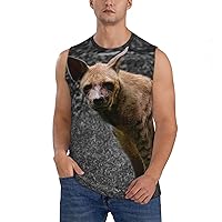 Hyena Pattern Men's Sports Sleeveless T-Shirt, Breathable Quick-Drying Fitness Vest