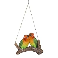 Hi-Line Gift Hanging Parrots (Lovebirds) ON A Branch, Multi-Coloured