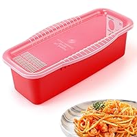 Microwave Pasta Cooker with Strainer Lid- Quickly Spaghetti Cooker- No Sticking or Waiting For Boil- Perfect Make Pasta Every Time- For Dorm, Kitchen or Office, Red